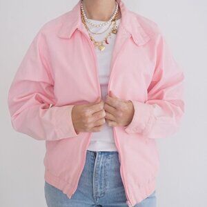 Vintage Serge Saint Yves Sport Pastel Pink Zip Up Lightweight Bomber Jacket S